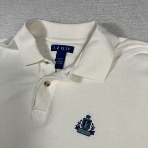 Vintage 90s Izod Polo Shirt Men’s XL White Crest Logo Preppy Golf